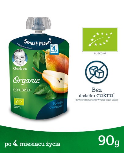 Nestlé Gerber Organic Gruszka deserek owocowy dla dzieci 4m+ 90 g