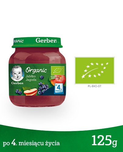 Nestlé Gerber Organic Jabłko jagoda po 4 miesiącu 125 g