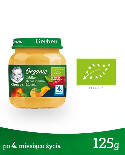 Nestlé Gerber Organic Jabłko brzoskwinia morela po 4 miesiącu 125 g