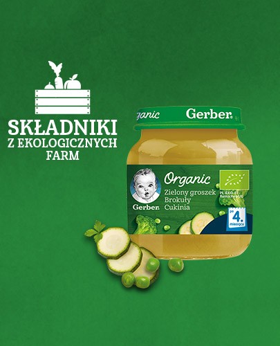 Nestlé Gerber Organic Zielony groszek brokuły cukinia po 4 miesiącu 125g