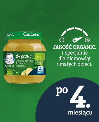 Nestlé Gerber Organic Zielony groszek brokuły cukinia po 4 miesiącu 125g