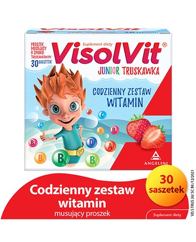 Visolvit Junior Truskawka proszek o smaku truskawkowym 30 saszetek