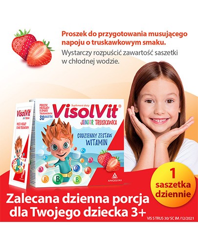 Visolvit Junior Truskawka proszek o smaku truskawkowym 30 saszetek