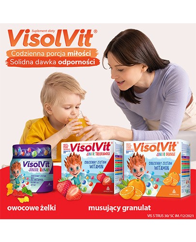 Visolvit Junior Truskawka proszek o smaku truskawkowym 30 saszetek