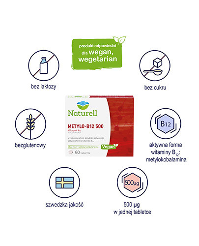 Naturell Metylo-B12 500 witamina B12 0,5mg 60 tabletek