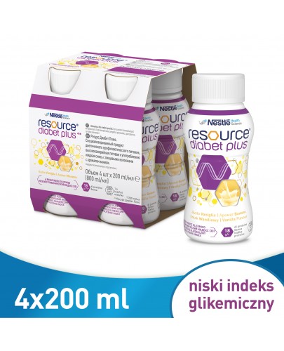 Resource Diabet Plus preparat odżywczy w płynie smak waniliowy 4x 200 ml