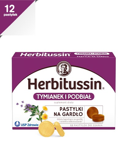 Herbitussin Tymianek i podbiał 12 pastylek do ssania