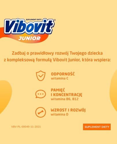 Vibovit Junior smak pomarańczowy dla dzieci 4-12 lat 44 saszetki