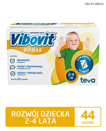 Vibovit Bobas smak waniliowy dla dzieci 2-4 lat 44 saszetki