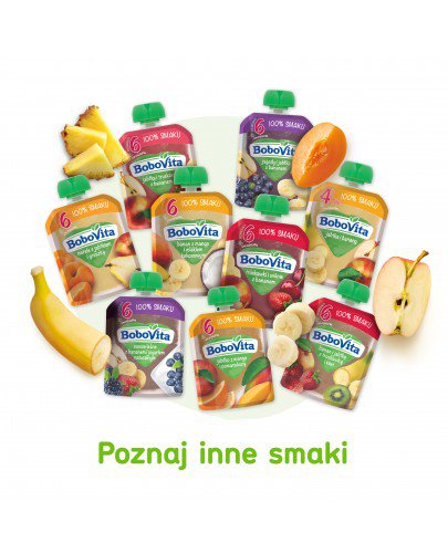 BoboVita Mus owocowy jagody i jabłka z bananem dla dzieci 6m+ 80 g