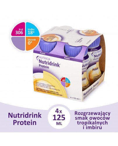 Nutridrink Protein smak owoców tropikalnych i imbiru 4x 125 ml  [Krótka data - 2023-08-19]