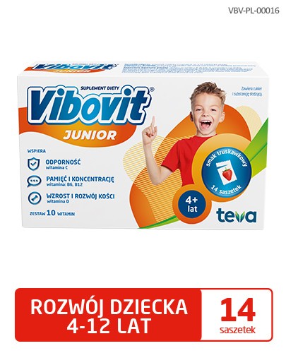 Vibovit Junior smak truskawkowy dla dzieci 4-12 lat 14 saszetek