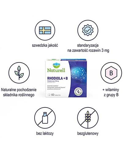Naturell Rhodiola + B 60 tabletek
