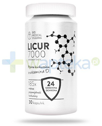Licur 7000 Płynna Kurkumina Witamina D 30 Kapsułek