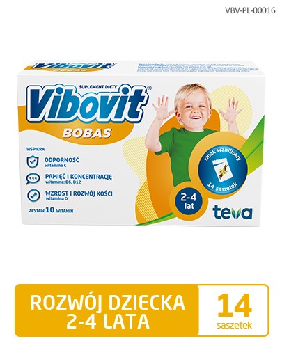 Vibovit Bobas smak waniliowy dla dzieci 2-4 lat 14 saszetek