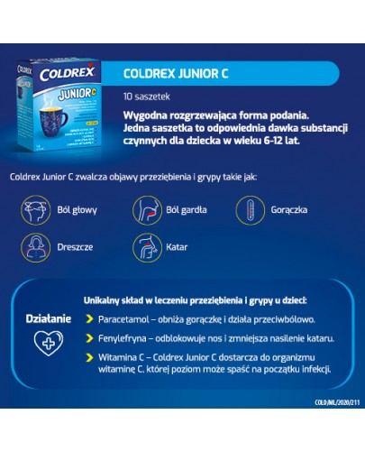 Coldrex Junior C 300 mg + 5 mg + 20 mg 10 saszetek