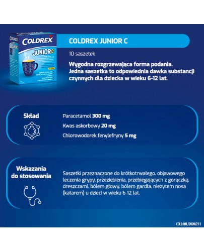 Coldrex Junior C 300 mg + 5 mg + 20 mg 10 saszetek