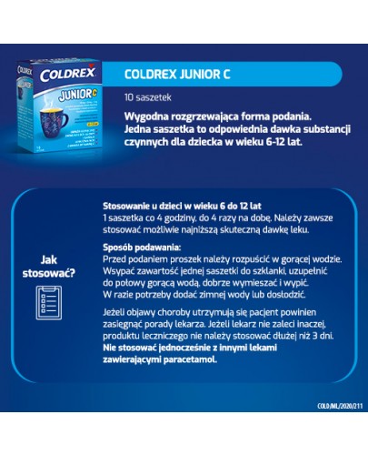 Coldrex Junior C 300 mg + 5 mg + 20 mg 10 saszetek