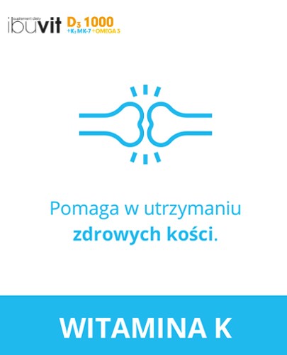 IbuVit D3 + K2 MK-7 1000 Omega-3 witamina D3 dla dzieci 6+, młodzieży i dorosłych 30 kapsułek