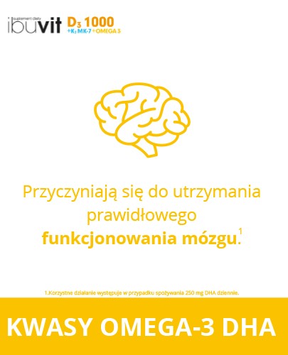 IbuVit D3 + K2 MK-7 1000 Omega-3 witamina D3 dla dzieci 6+, młodzieży i dorosłych 30 kapsułek