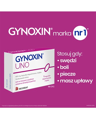 Gynoxin Uno 600 mg kapsułka dopochwowa miękka 1 sztuka