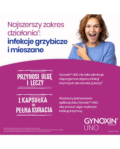 Gynoxin Uno 600 mg kapsułka dopochwowa miękka 1 sztuka