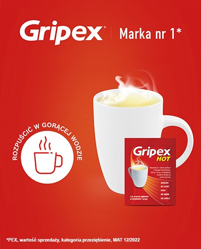 Gripex Hot 650 mg + 50 mg + 10 mg 12 saszetek