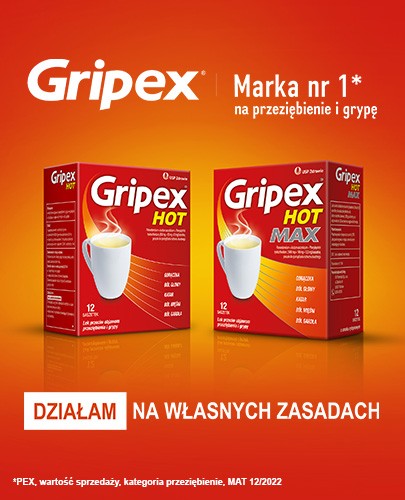 Gripex Hot 650 mg + 50 mg + 10 mg 12 saszetek