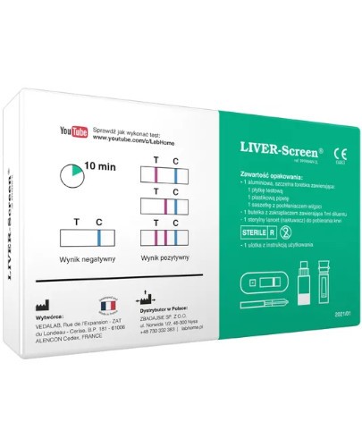 LabHome LIVER-Screen test płytkowy z krwi do oceny wątroby transaminazy (ALT, AST) 1 sztuka