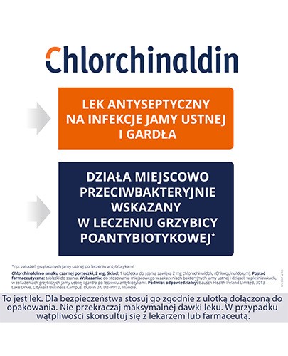 Chlorchinaldin 2mg o smaku czarnej porzeczki 40 tabletek do ssania