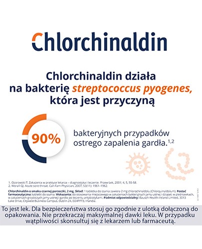 Chlorchinaldin 2mg o smaku czarnej porzeczki 40 tabletek do ssania