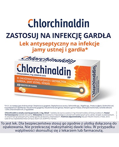 Chlorchinaldin 2mg o smaku czarnej porzeczki 40 tabletek do ssania