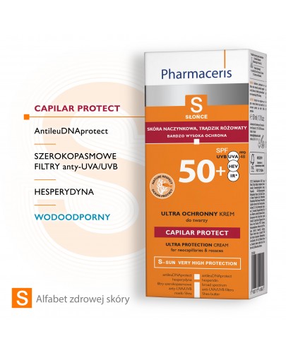 Pharmaceris S Capilar Protect ultra ochronny krem dla skóry naczynkowej i z trądzikiem różowatym SPF 50+ 50 ml