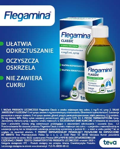 Flegamina 4 mg/5ml o smaku miętowym bez cukru syrop 200 ml