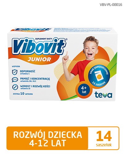 Vibovit Junior smak pomarańczowy dla dzieci 4-12 lat 14 saszetek 