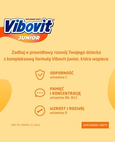 Vibovit Junior smak pomarańczowy dla dzieci 4-12 lat 14 saszetek 