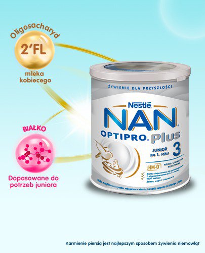 NESTLE NAN OPTIPRO Plus 3 HM-O mleko modyfikowane w proszku dla dzieci po 1 roku 4x 800 g [WIELOPAK]
