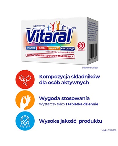 Vitaral zestaw witamin i minerałów 30 tabletek
