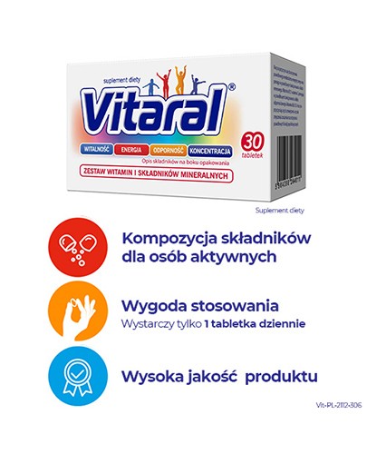 Vitaral zestaw witamin i minerałów 30 tabletek  [Krótka data - 2024-06-30]