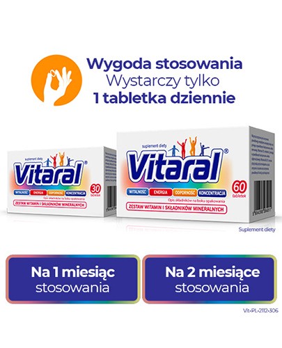 Vitaral zestaw witamin i minerałów 30 tabletek  [Krótka data - 2024-06-30]