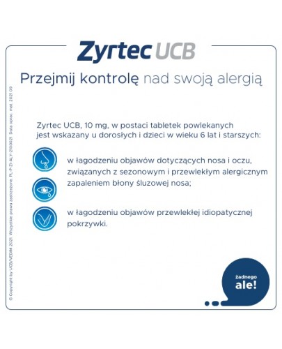 Zyrtec UCB 10 mg 10 tabletek powlekanych