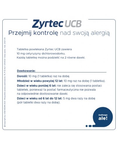 Zyrtec UCB 10 mg 10 tabletek powlekanych