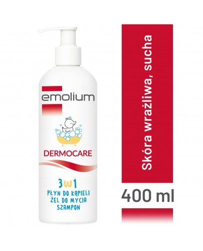 Emolium Dermocare 3w1 płyn do kąpieli, żel, szampon od 1. miesiąca życia 400 ml