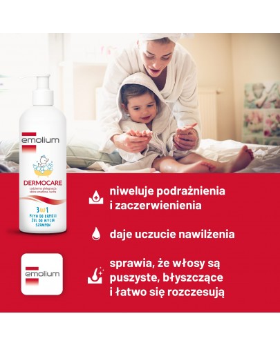 Emolium Dermocare 3w1 płyn do kąpieli, żel, szampon od 1. miesiąca życia 400 ml