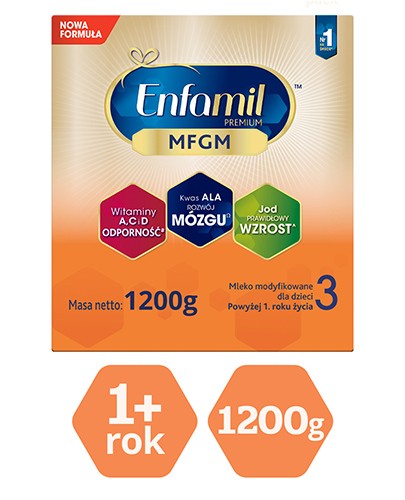 Enfamil 3 Premium MFGM mleko modyfikowane powyżej 1 roku 6x 1200 g [SZEŚCIOPAK]