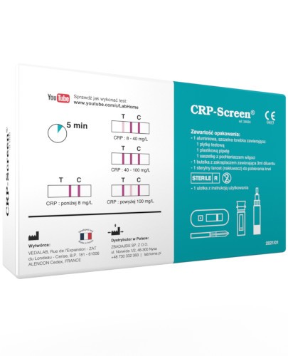 CRP-Screen, ultraczuły (8-100 mg/L) test CRP z krwi 1 sztuka LabHome