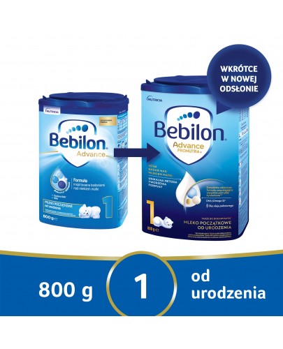Bebilon 1 Pronutra Advance mleko początkowe od urodzenia 800 g Uszkodzone plastikowe zamknięcie