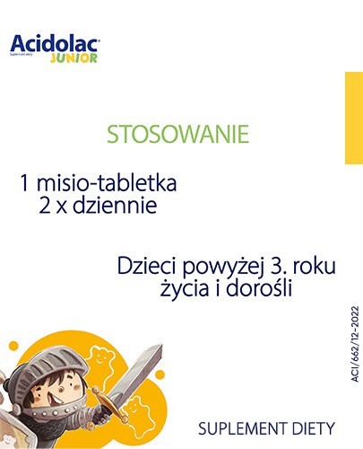 Acidolac Junior o smaku białej czekolady 20 misio-tabletek