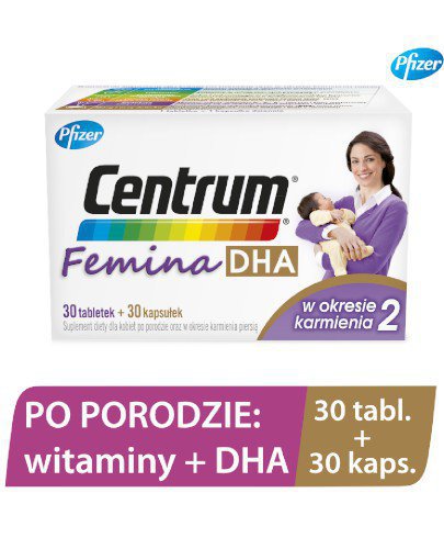 Centrum Femina 2 DHA – witaminy dla kobiet po porodzie z DHA 30 tabletek + 30 kapsułek