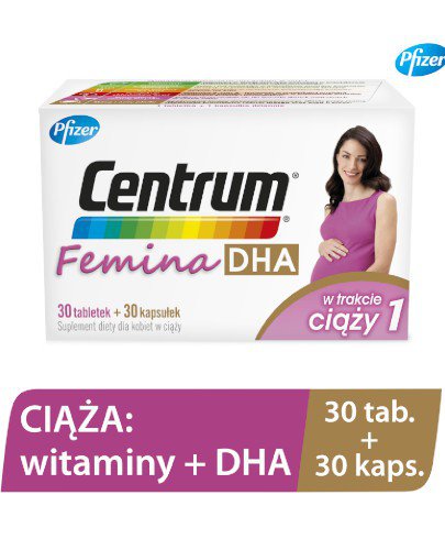Centrum Femina 1 DHA – witaminy dla kobiet w ciąży z DHA 30 tabletek + 30 kapsułek